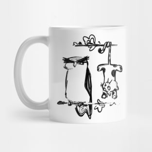 Owl and kitty in a tree Mug